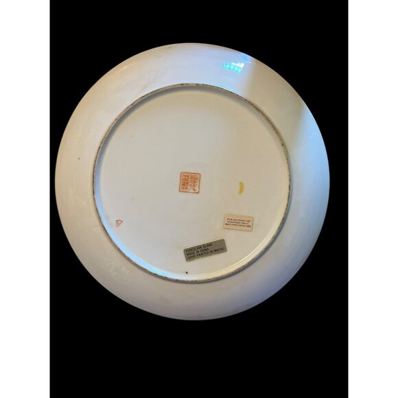 VTG Macau Chinoiserie Ceramic Plate Gold Gilt Raised Paint 10.5 9n Duck 1970s - Picture 2 of 8